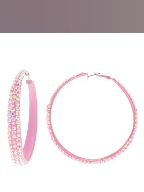 Pink Crystal-Embellished Hoop Earrings for Women